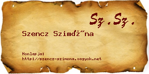 Szencz Szimóna névjegykártya